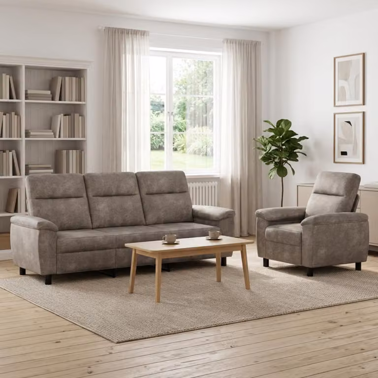 Set di 2 divani moderni vidaXL in pelle sintetica con struttura in metallo, Grigio e Nero