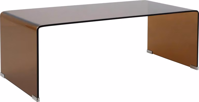 Tavolino rettangolare L110 cm in vetro temperato marrone - Oviala Greta