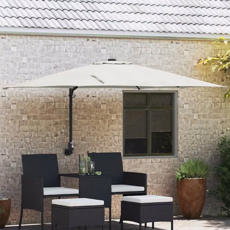 Ombrello da giardino vidaXL color sabbia in poliestere e acciaio L: 248,5 cm, P: 247,5 cm, H: 160 cm
