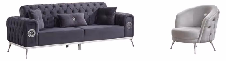 Sofagarnitur 3+1 Sitzer Couch Design Polster Modern Grau Textil Stoff Bank