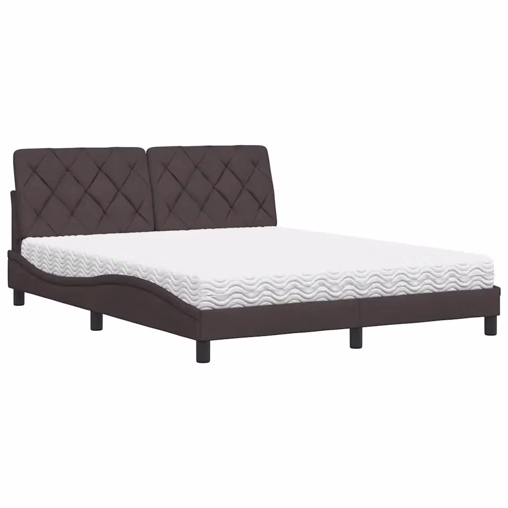 Letto con Materasso vidaXL in Tessuto Marrone e Bianco L/P/H: 160 x 200 x 165 cm – 2