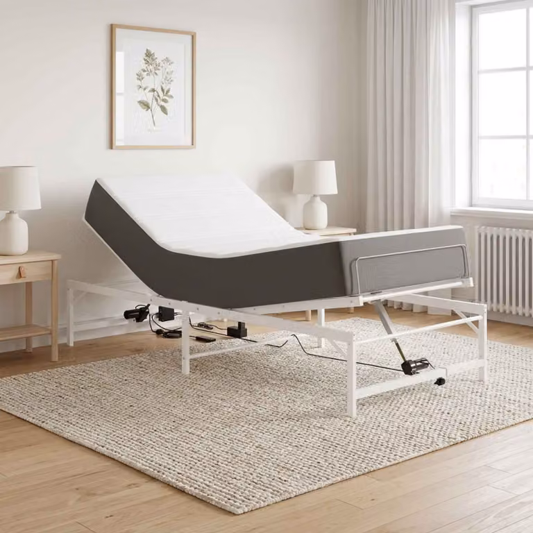 vidaXL Telaio Letto Elettrico Regolabile in Metallo Bianco L: 107 cm, P: 201 cm