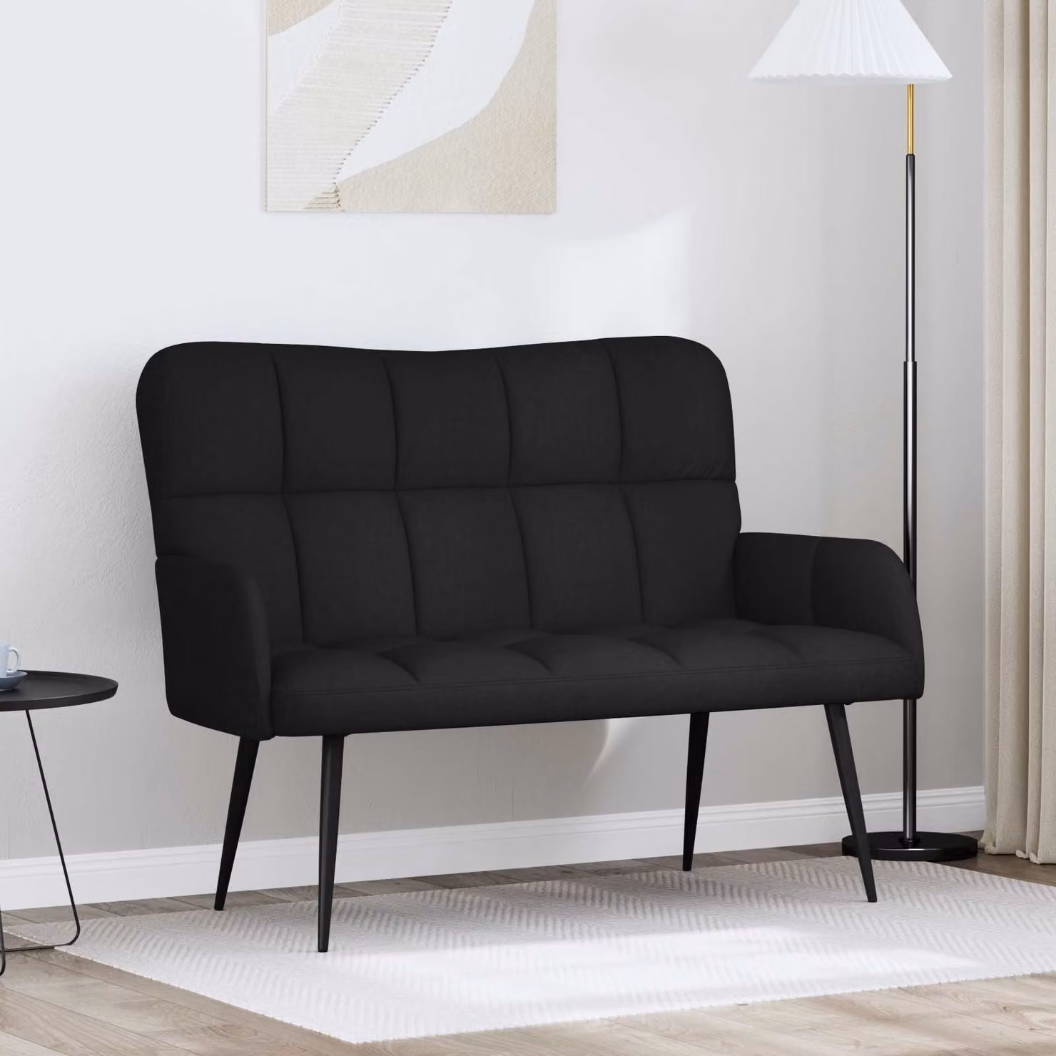 Divano a 2 posti moderno vidaXL in tessuto nero L: 115 cm, P: 61 cm, H: 87 cm