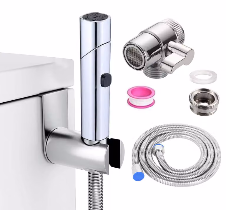 Set completo per bidet portatile con soffione regolabile e supporto