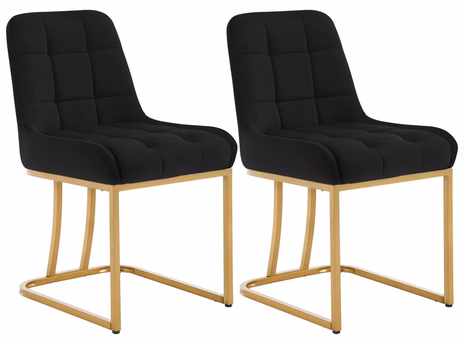 Set di 2 poltrone da pranzo in velluto – Sedie ergonomiche a forma di conca con struttura in metallo
