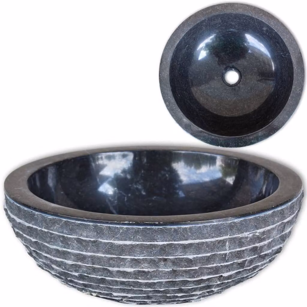 The Living Store Lavabo in marmo 40 cm nero