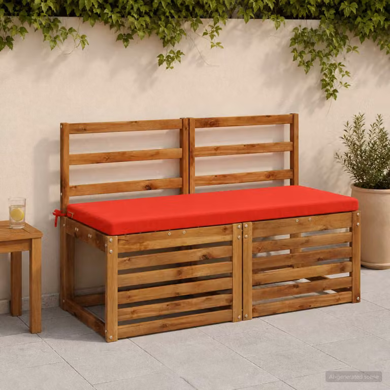 Set di 2 cuscini per panchina vidaXL in poliestere rosso con imbottitura in schiuma e coperture rimovibili lavabili