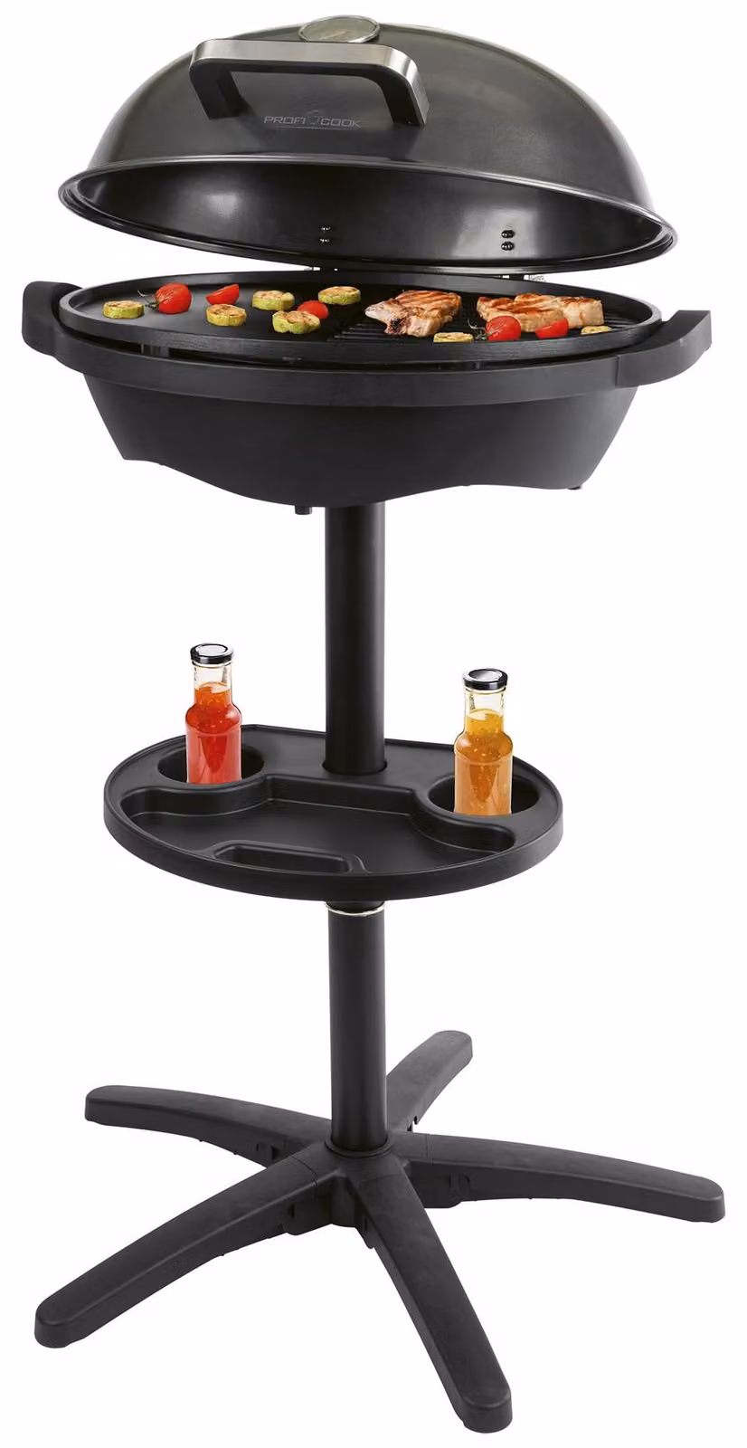 Griglia elettrica da 2400 W, 2 in 1 (adatta sia per essere posizionata a terra che su un tavolo), piastra in alluminio, colore nero