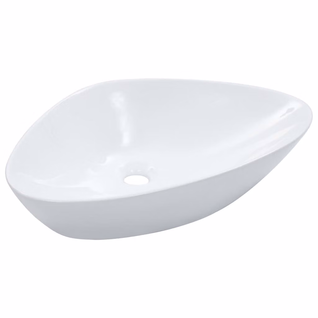 Lavandino 58,5x39x14 cm in Vetroceramica Bianco
