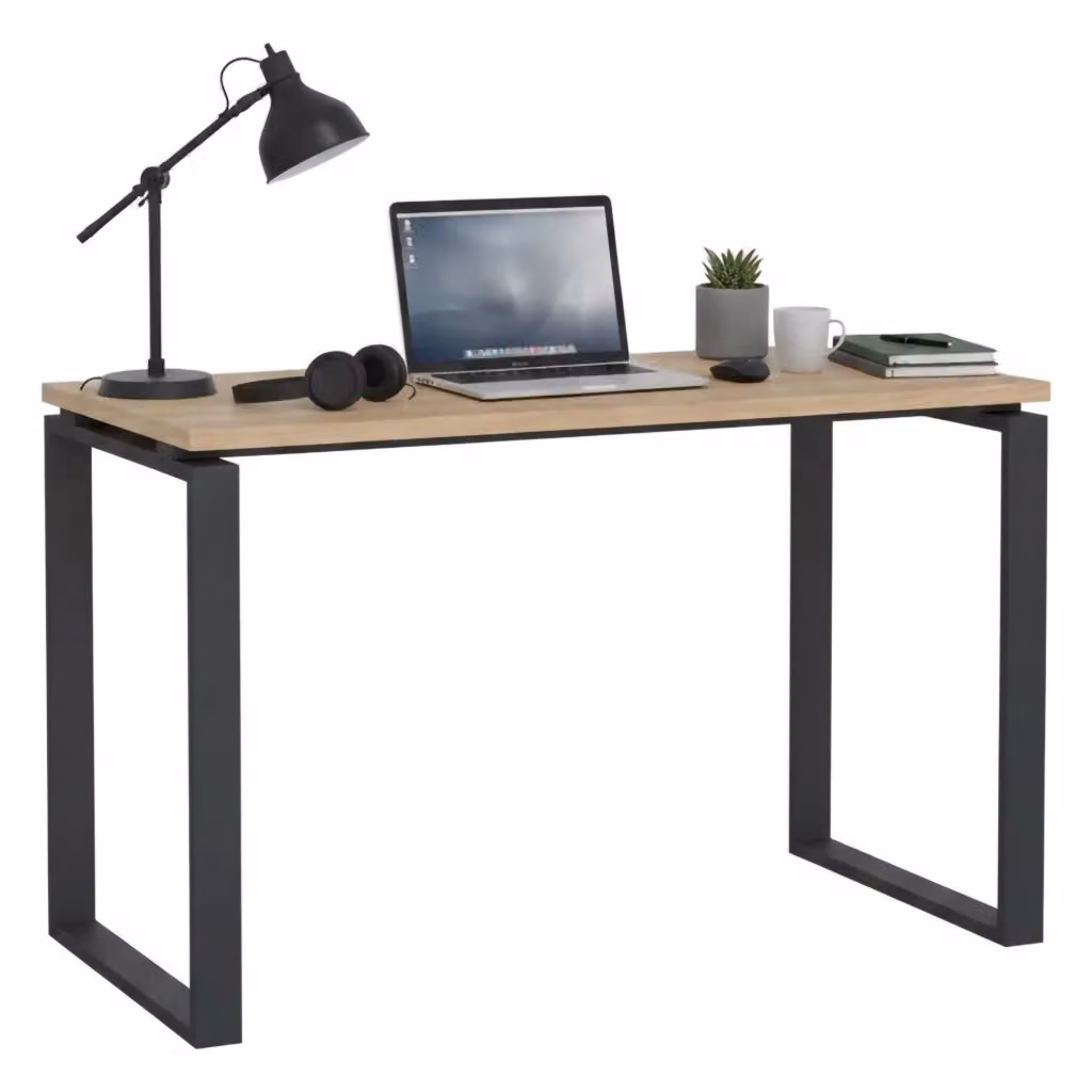 Scrivania Pierrot DMORA per ufficio e computer, design moderno in Rovere e Grigio, L: 120 cm, P: 60 cm, H: 76 cm – 2