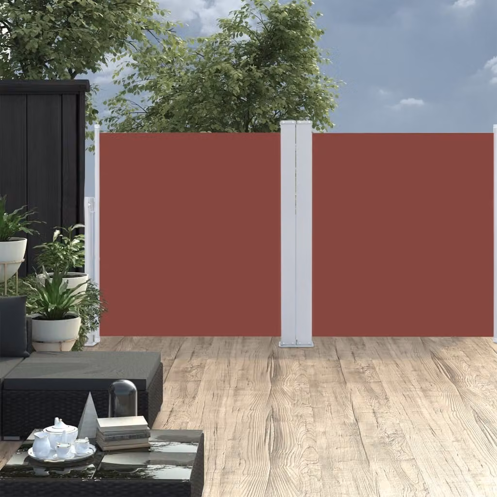The Living Store Tenda laterale estensibile marrone 120 x 600 cm