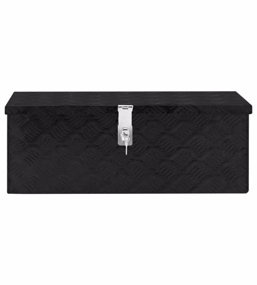 vidaXL Contenitore Portaoggetti in Metallo Nero con Maniglie L: 70 cm, P: 31 cm, H: 27 cm – 2