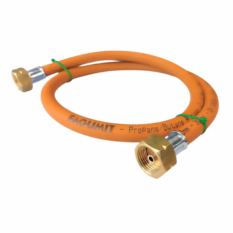 Tubo flessibile ad alta pressione Zatechs per propano-butano 1 m 30 bar Tubo di collegamento 2x W21,8 filettatura sinistrorsa per bombole di gas da 3 kg, 5 kg, 11 kg e 33 kg Trasferimento
