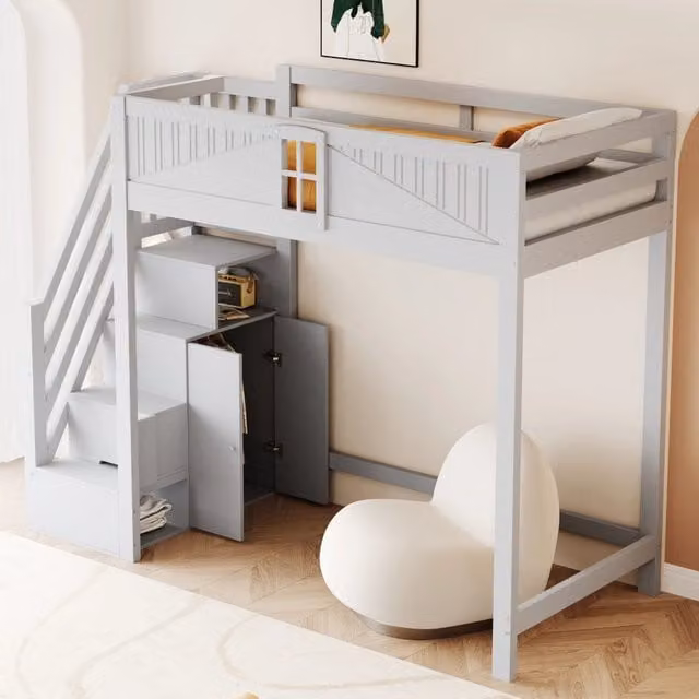letto a castello legno grigio 90 x 200 cm