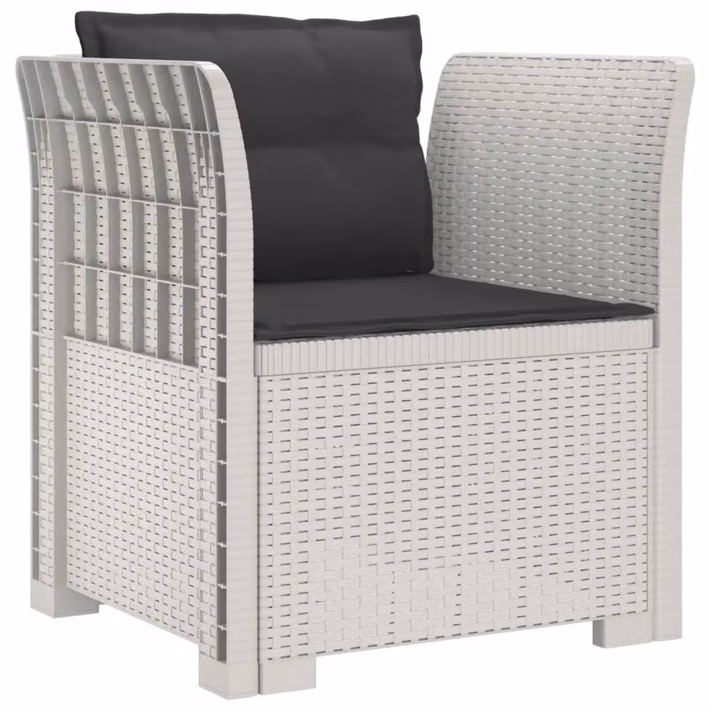 Poltrona da giardino a 1 posto con cuscini in design rattan moderno, colore bianco, L: 70 cm, P: 62 cm, H: 68 cm – 2