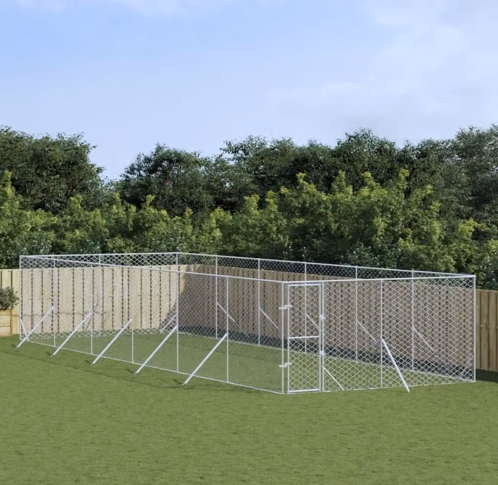 The Living Store Cuccia per cani da esterno Silver 4x12x2 m Acciaio zincato