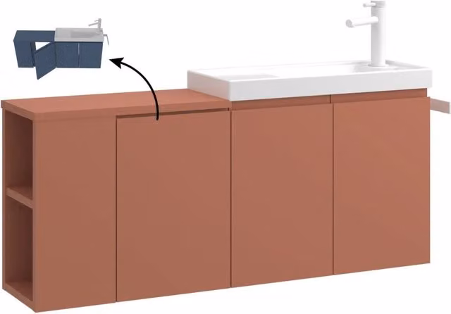 Mobile lavabo "Ferla 110" - 110 x 22 x 45 cm - Cinnamon opaco