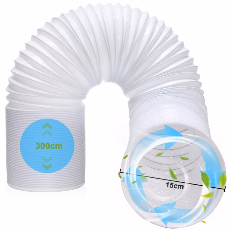 Tubo di scarico da 3 metri, diametro 150 mm - Tubo flessibile - Per pompe sommerse - Tubo per condizionatori - Tubo pieghevole per lo sfiato - Materiale in PP - Tubo di scarico dell'aria