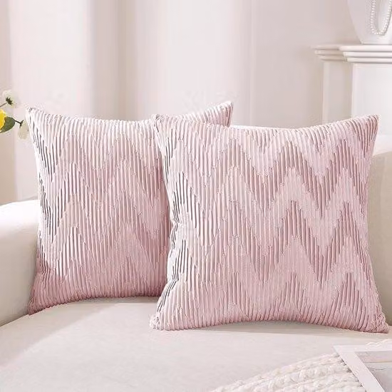 Cuscini decorativi in peluche - Ideali per l'arredamento del soggiorno - Design in peluche unico - Set di 2 cuscini da 45x45 cm - Colore: rosa melograno