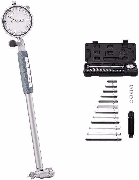 Strumento di misurazione di precisione per fori, con accuratezza di 0,03 mm, per fori di diametro compreso tra 50,8 e 152,4 mm, completo di asta di misurazione, custodia e accessori per applicazioni industriali