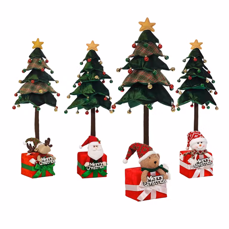 Decorazione Natalizia per Albero con Personaggi VESTIAMO CASA, Colori Rosso, Verde, Bianco e Oro, Altezza: 98 cm