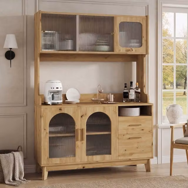 Mobile credenza da pranzo ¨C Minimal ¨C Legno color rovere, 120x40x178 cm con scomparti multiuso