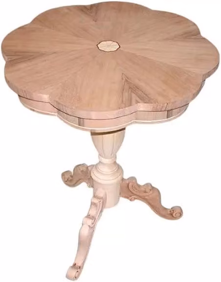 Tavolino rotondo fiore intarsiato Mobili 2G colore noce, H 71 x D 56 cm – 3