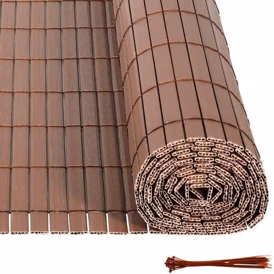Tenda da balcone in PVC da 2,4 m – Barriera da giardino e protezione per terrazza a forma di W – Resistente al vento e alle intemperie, resistente ai raggi UV – Per giardino e spazi esterni – Marrone