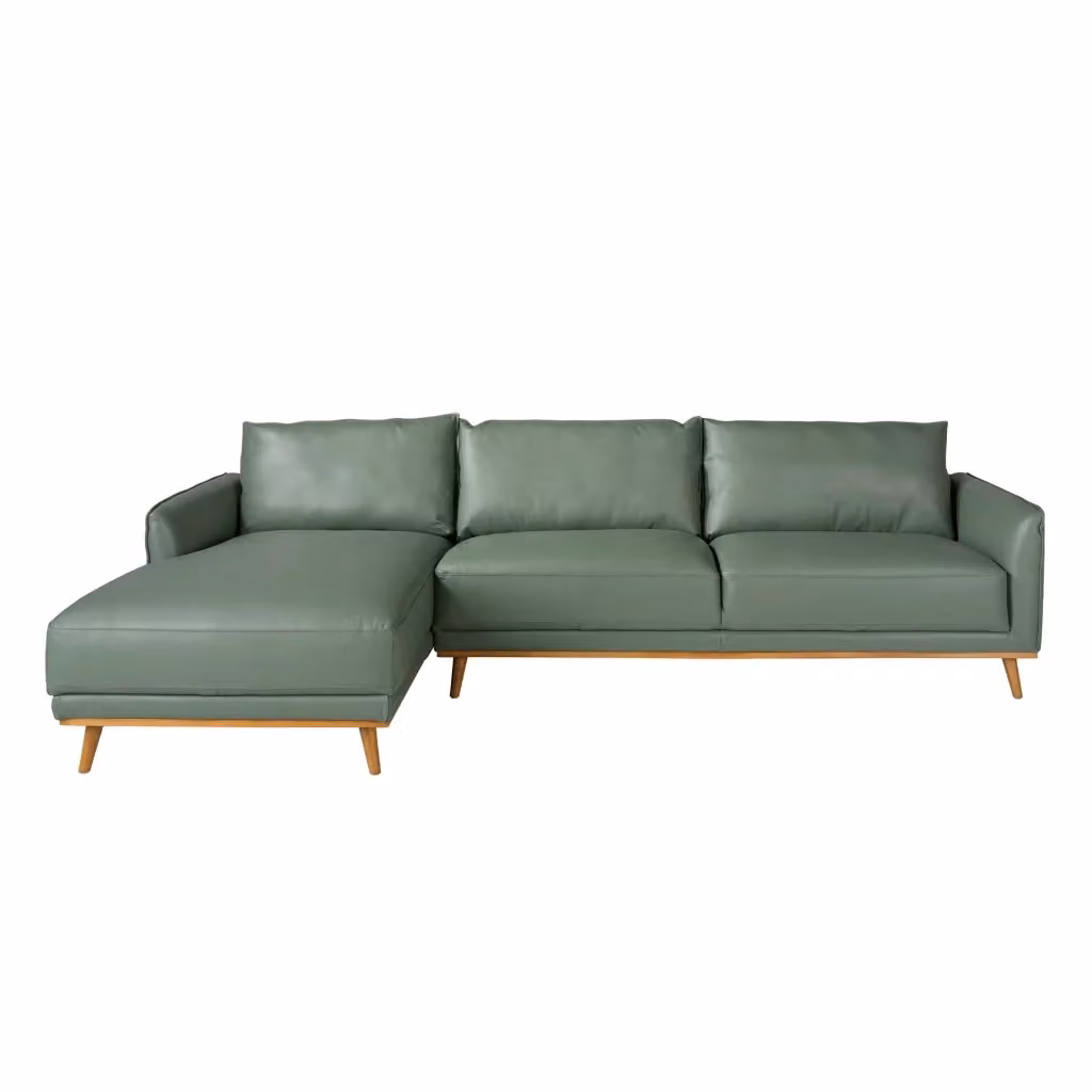 Divano moderno a L con chaise longue sinistra in pelle verde Angel Cerdá S.L. L/P/H: 295 x 160 x 90 cm – 2