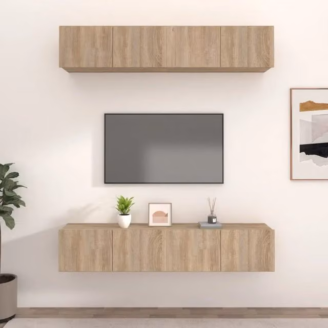 Mobili TV 4 pz-Set di 4 Credenza per TV Rovere Sonoma 80x30x30 cm in Legno Multistrato 950912