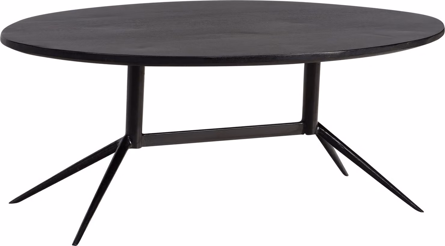 WOHNLING tavolino 90x50x35 cm mango legno massiccio metallo nero tavolo divano tavolo ovale soggiorno con venature legno naturale tavolino soggiorno