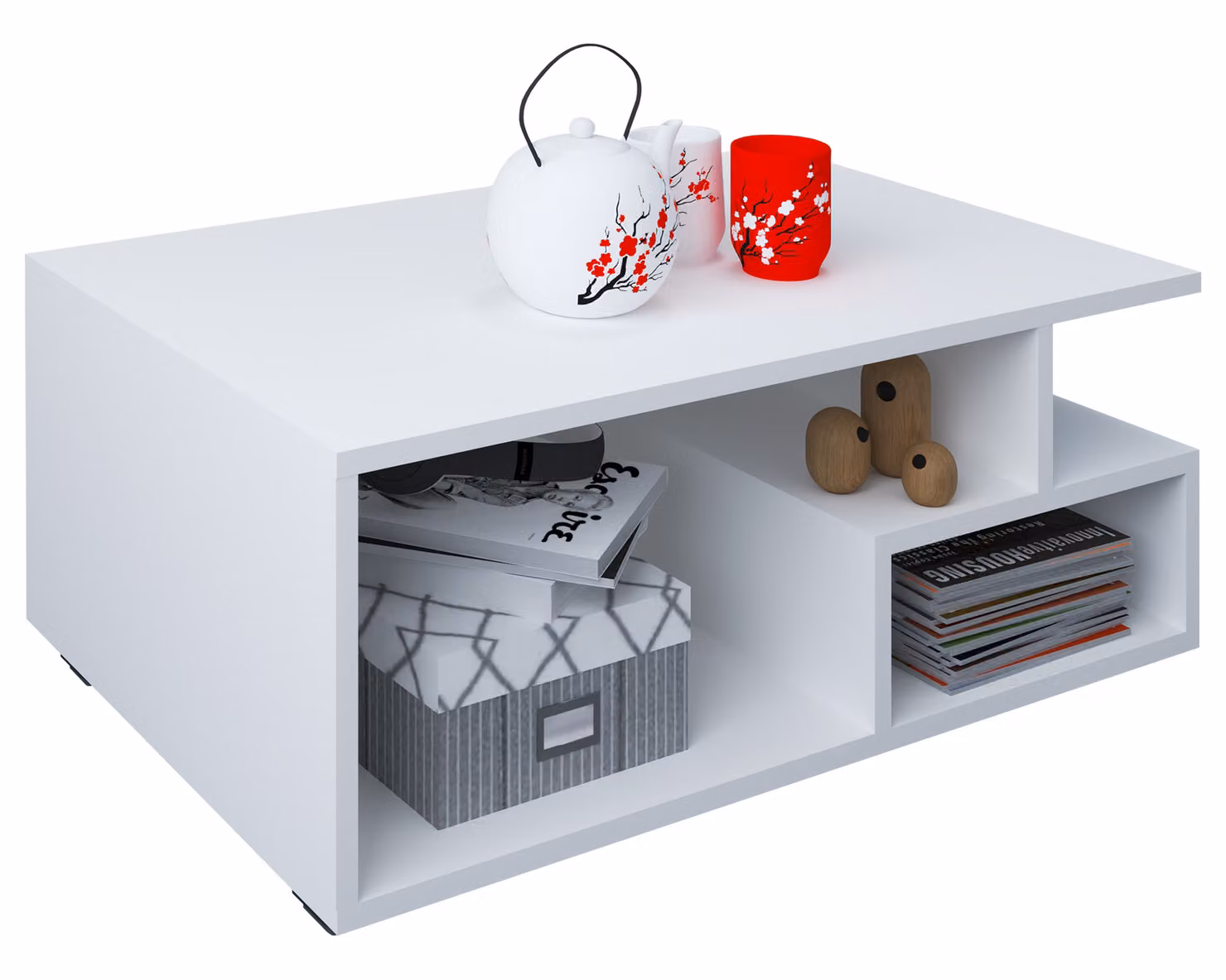 Tavolino in legno | Sofatic con spazio di archiviazione sufficiente | Dimensioni ca. H. 40 x W. 80 x D. 50 cm | Tavolo da soggiorno - Sulas