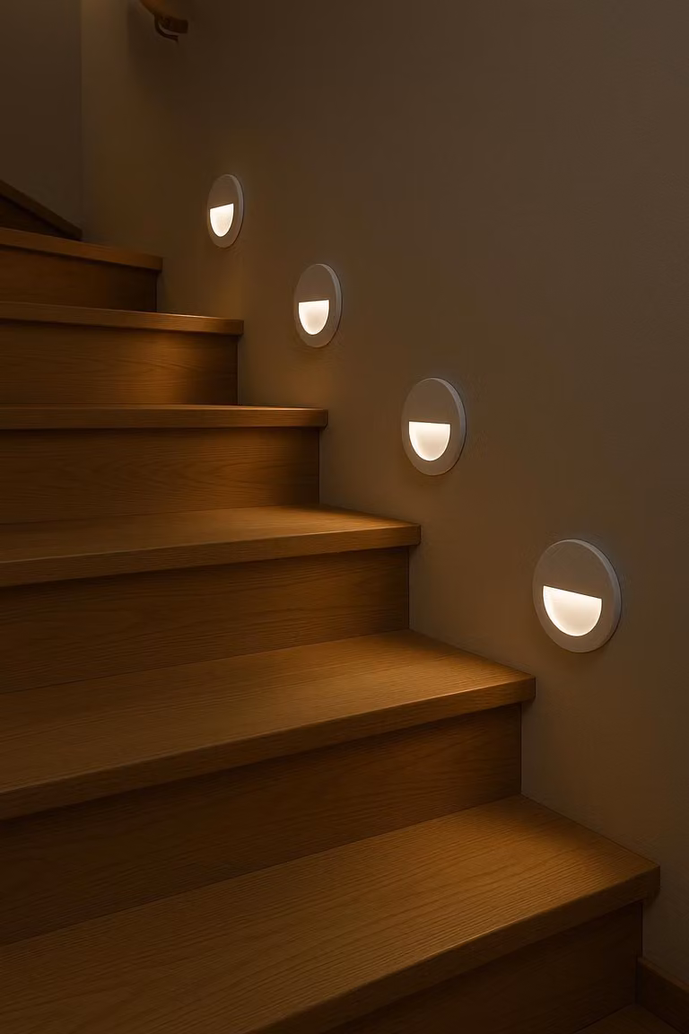 Braytron 2W LED luce per scale, illuminazione per scale, lampada per scale, luce per gradini, lampada per gradini, rotonda, bianca