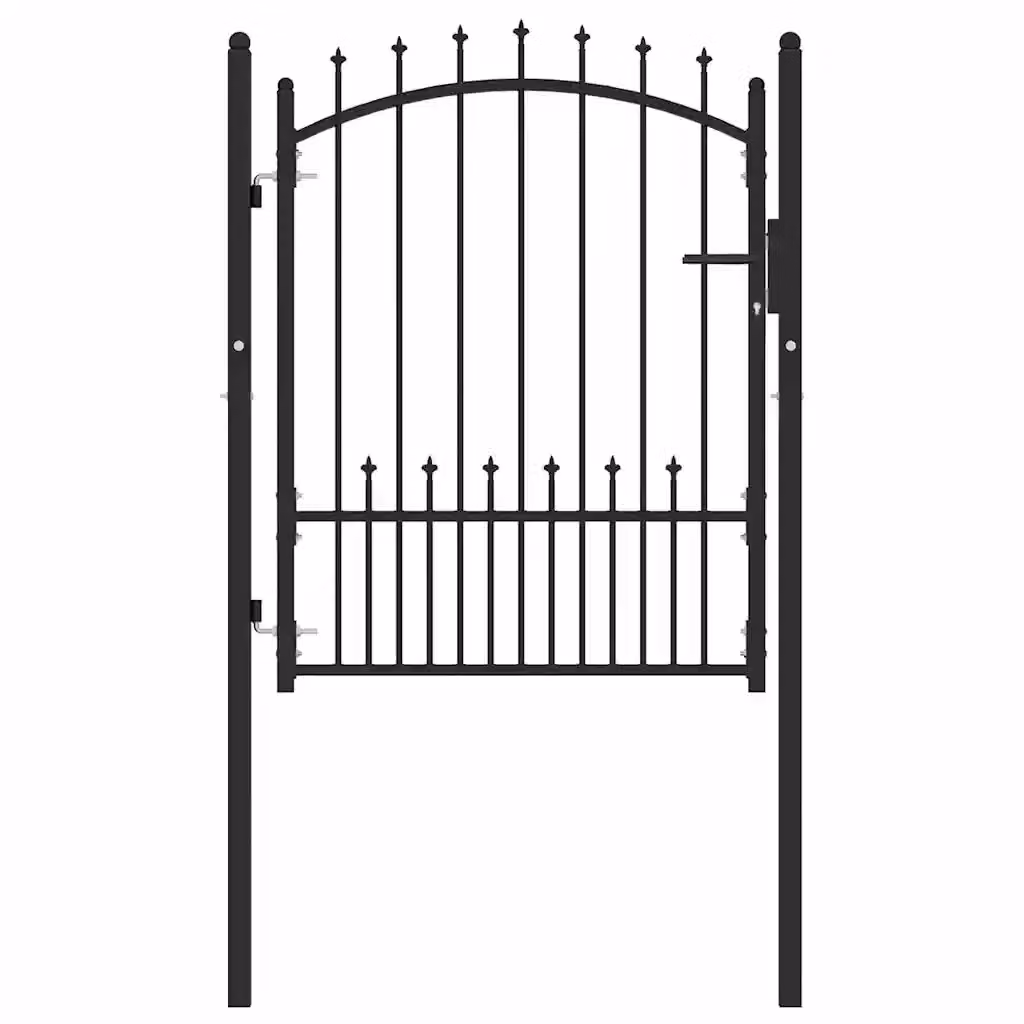 Cancello per recinzione a battente con punte Emmen in acciaio, colore nero, L: 100 cm, H: 125 cm – 2