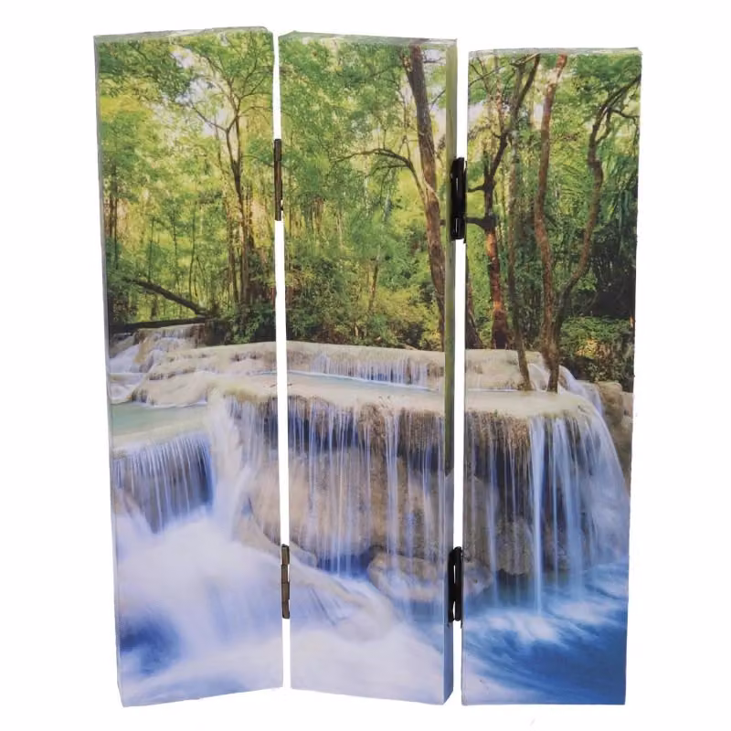 Paravento a 3 ante con stampa cascata abstract VACCHETTI, multicolore, L 120,6 cm x P 2,5 cm x H 180 cm – 2