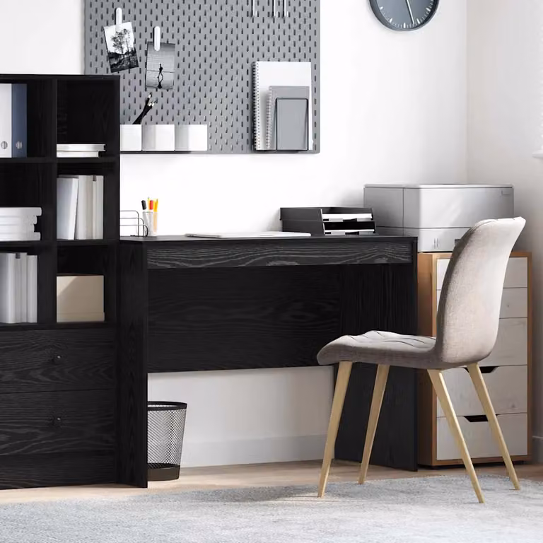 Scrivania da computer vidaXL in MDF laminato Rovere Nero L: 100 cm, P: 50 cm, H: 76 cm