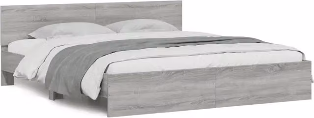Letto matrimoniale | Letto per adulti | Giroletto con Testiera Grigio Sonoma 160x200 cm