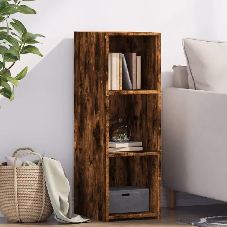 Credenza moderna vidaXL in legno multistrato e MDF, colore rovere fumo, L/P/H: 30 x 41 x 93 cm