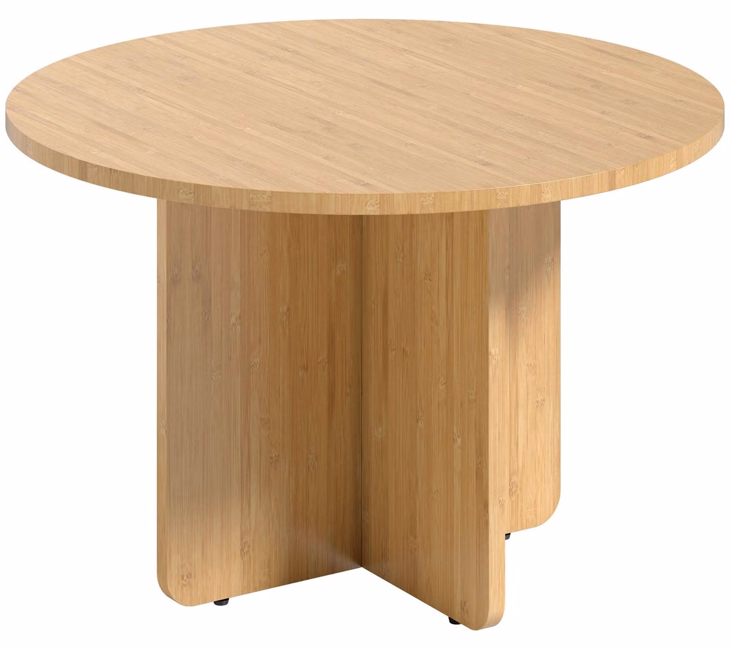 Tavolino da caffè rotondo in bambù con gambe a croce | Colore: legno naturale | Dimensioni: 66x66x45 cm