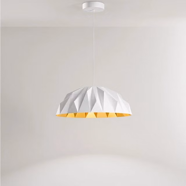 Lampada a sospensione moderna Perenz Prisma in acrilico bianco e oro con LED da 20W 3000K IP20