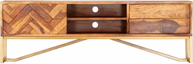 Mobile Porta TV-Credenza per TV 140x30x45 cm in Legno Massello di Acacia 595821