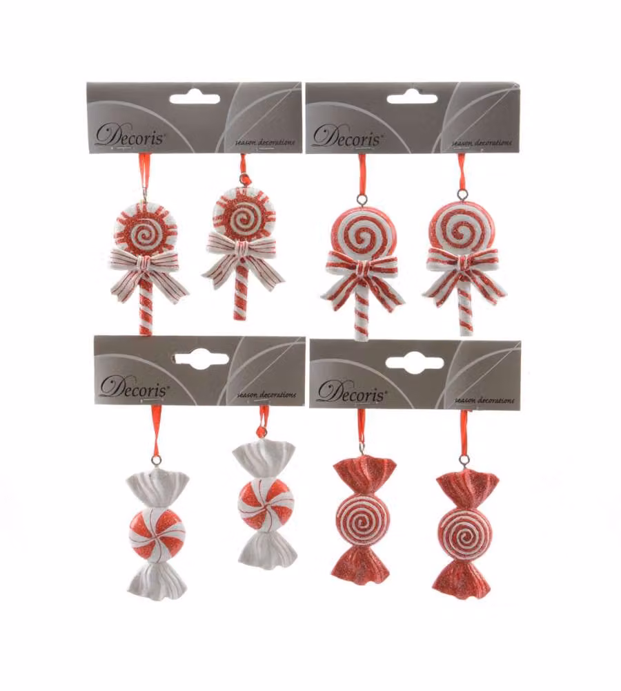 Addobbo Natalizio - Rosso e Bianco - 7,5 cm