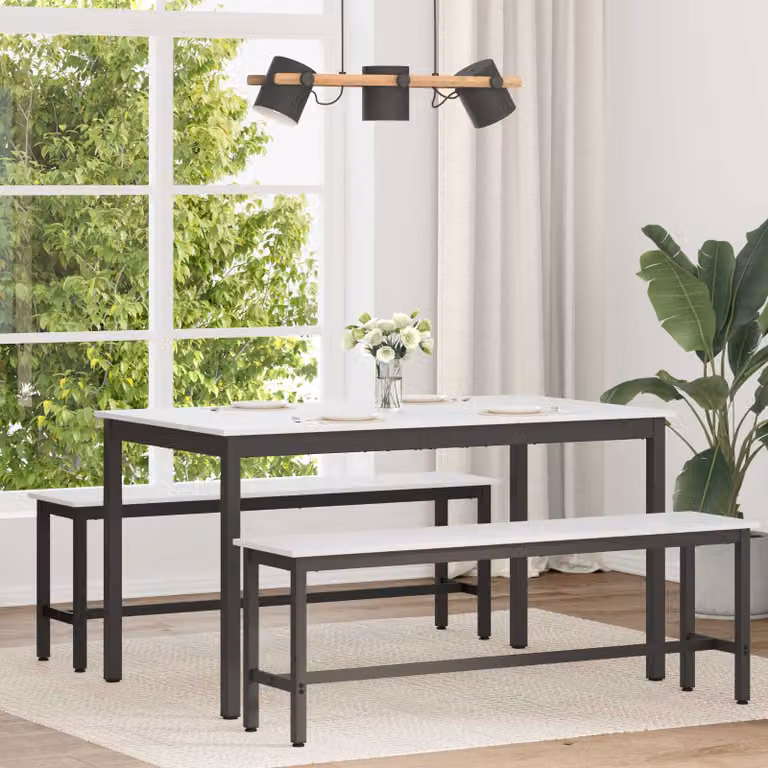 vidaXL Tavolo da pranzo moderno in pino massello bianco L: 140 cm, P: 80 cm, H: 75 cm
