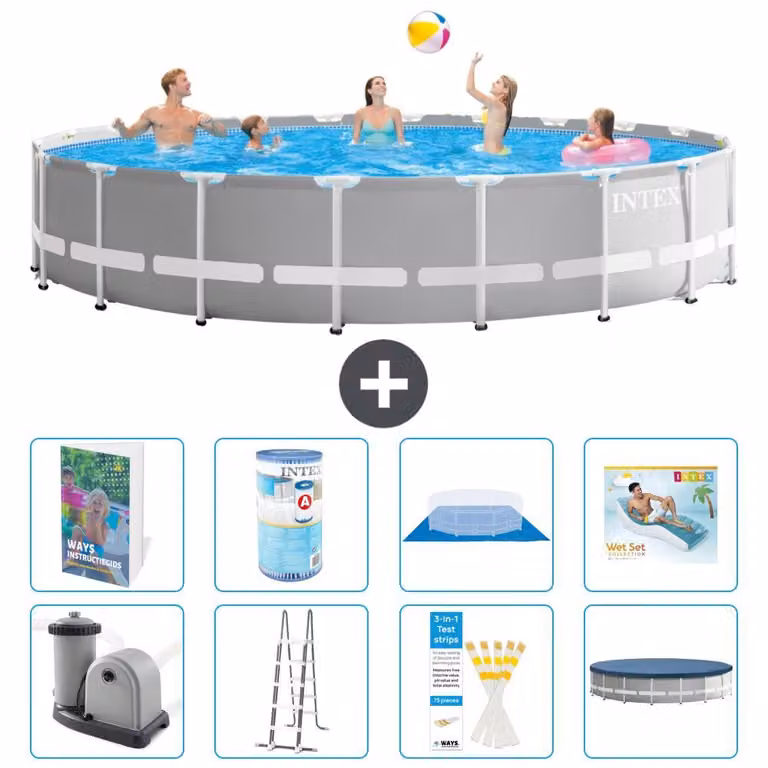 Struttura per piscina a forma di prisma - 610x132 cm - composta da 7 elementi - modello S635
