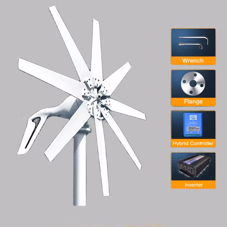 Turbina eolica - Turbina eolica orizzontale - Piccolo generatore eolico - Energia sostenibile - Potenza: 1000W