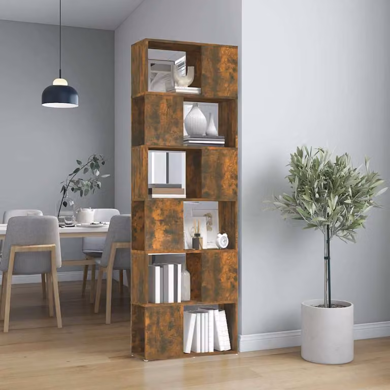 Libreria/Divisorio vidaXL in Rovere Fumo, L: 60 cm, P: 24 cm, H: 186 cm