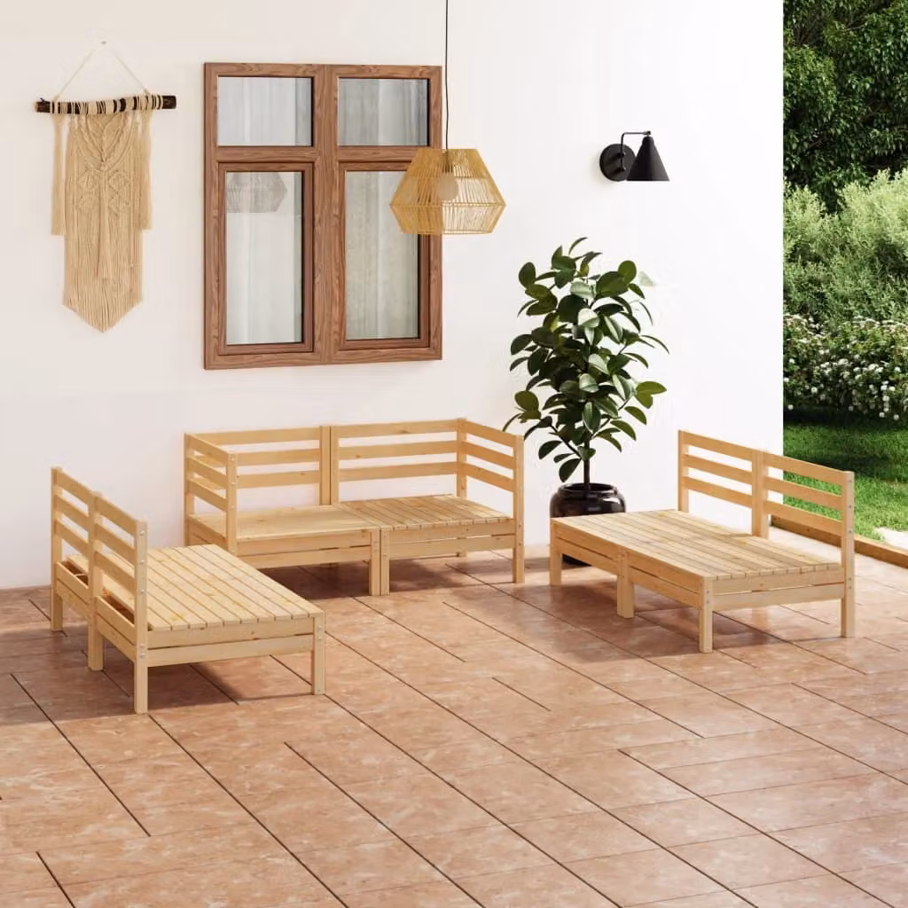 The Living Store Set da salotto da giardino in pino massiccio da 6 pezzi