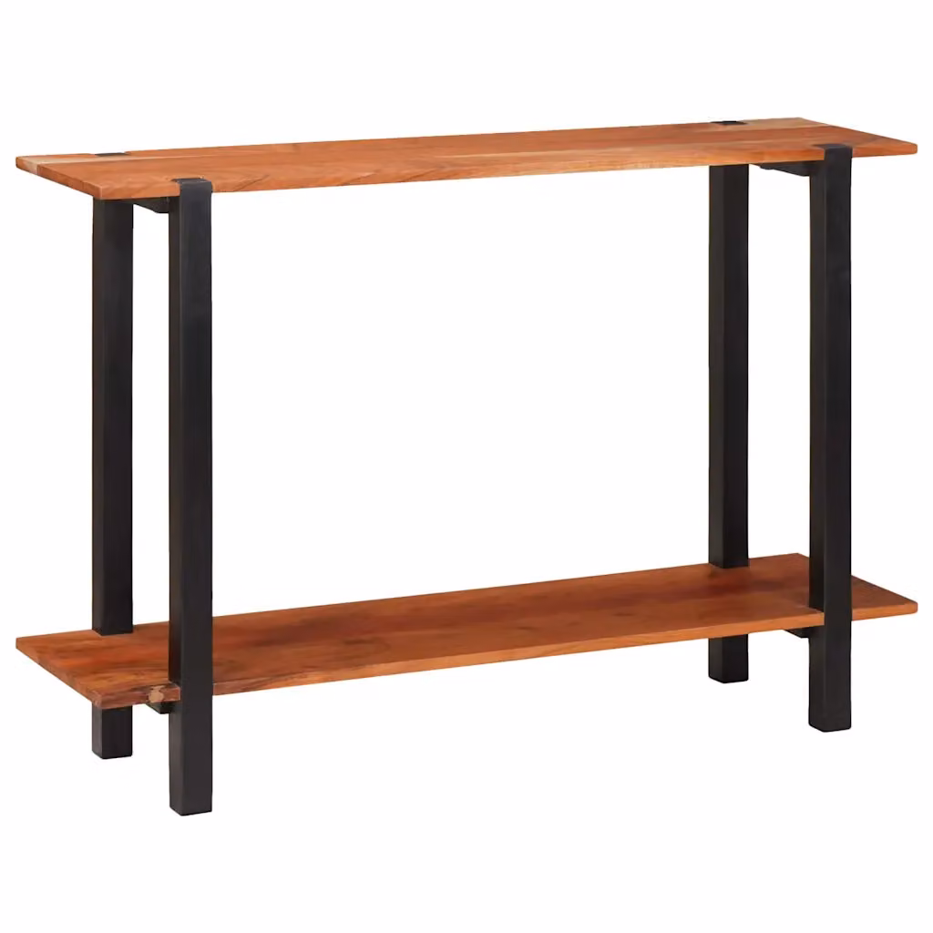 vidaXL Tavolo consolle in legno di acacia e metallo stile rustico, Marrone e Nero, L 110 x P 30 x H 75 cm