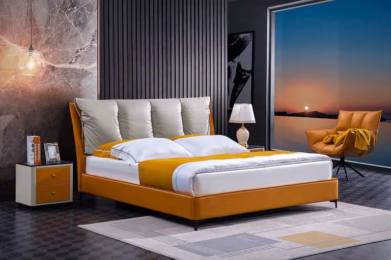 Luxus Bett Design Hotel Orange Betten Schlafzimmer Möbel Doppel Einrichtung