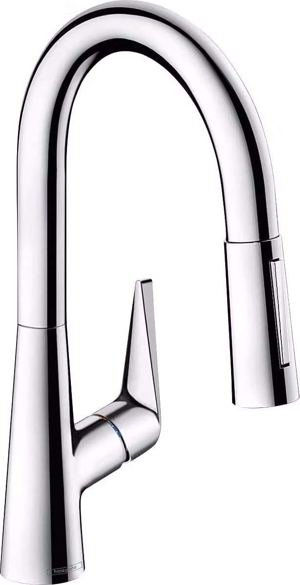 Rubinetto da cucina, con doccetta estraibile, girevole a 110°/150°, finitura cromata